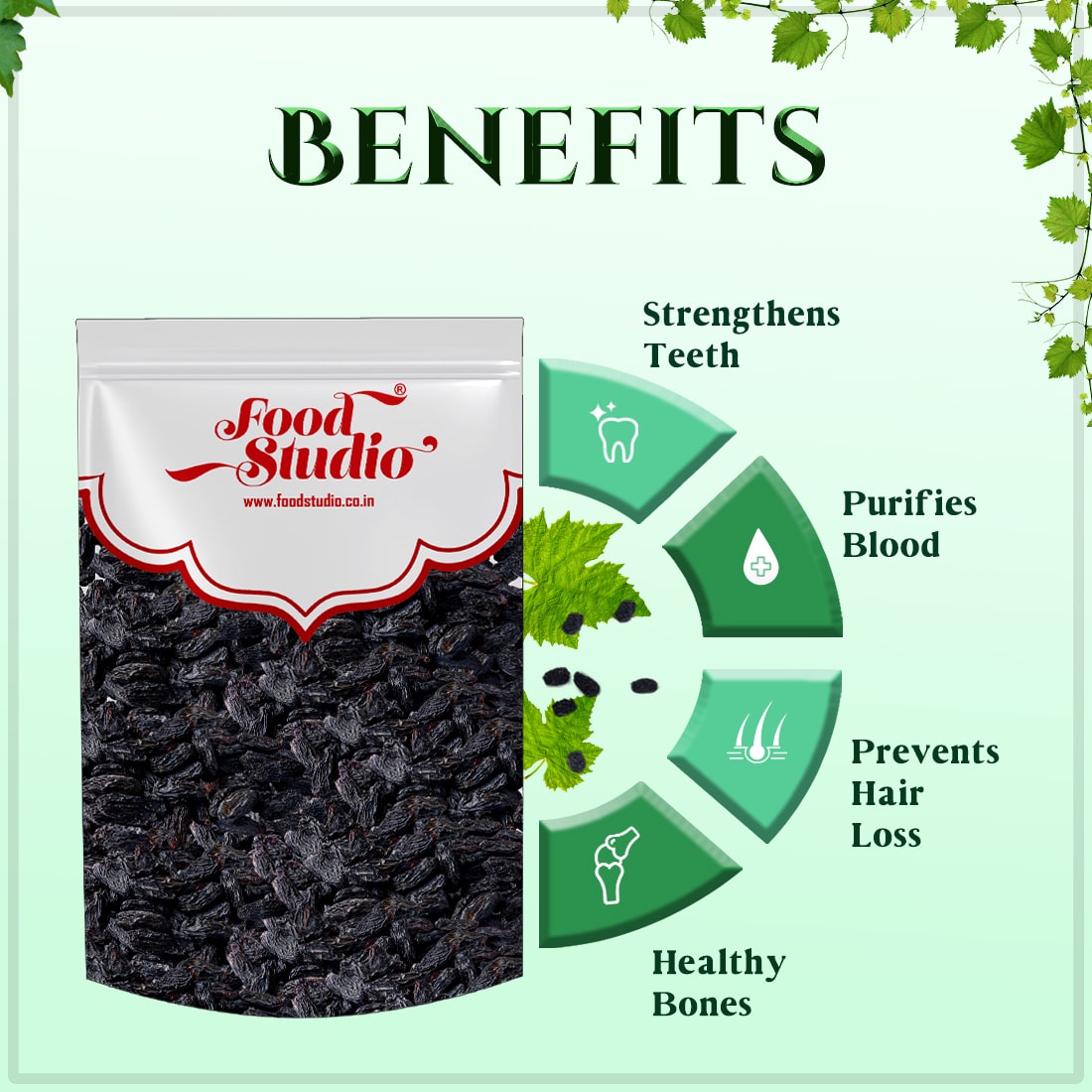 Food Studio Premium Seeded Black Raisins | Delight & Healthy | Sweet & tasty