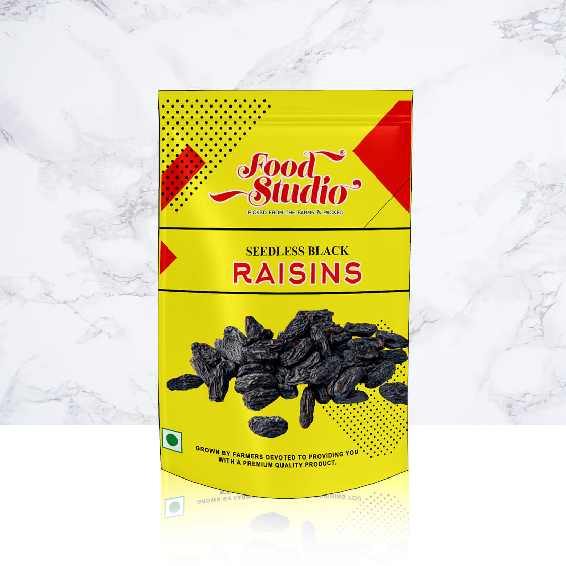 Food Studio Premium Seedless Black Raisins Yellow Pouch | Kali Kishmish | Munakka Dry Fruits