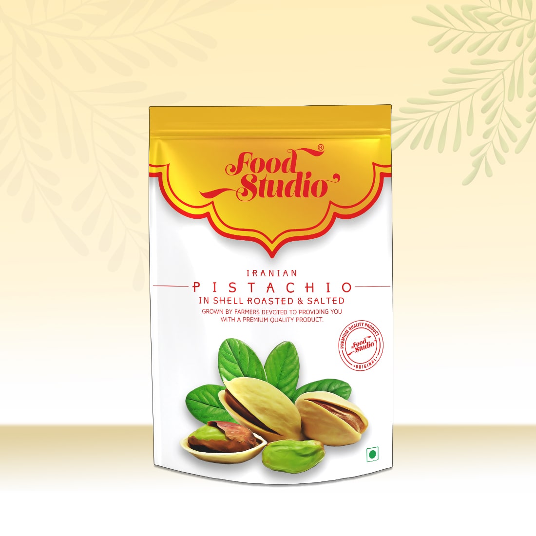 Food Studio Roasted & Salted Pistachio Yellow Pouch | Healthy & Tasty