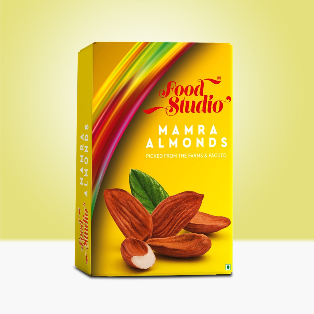 Food Studio Premium Raw Mamra Almonds Yellow Box | Delight & Healthy