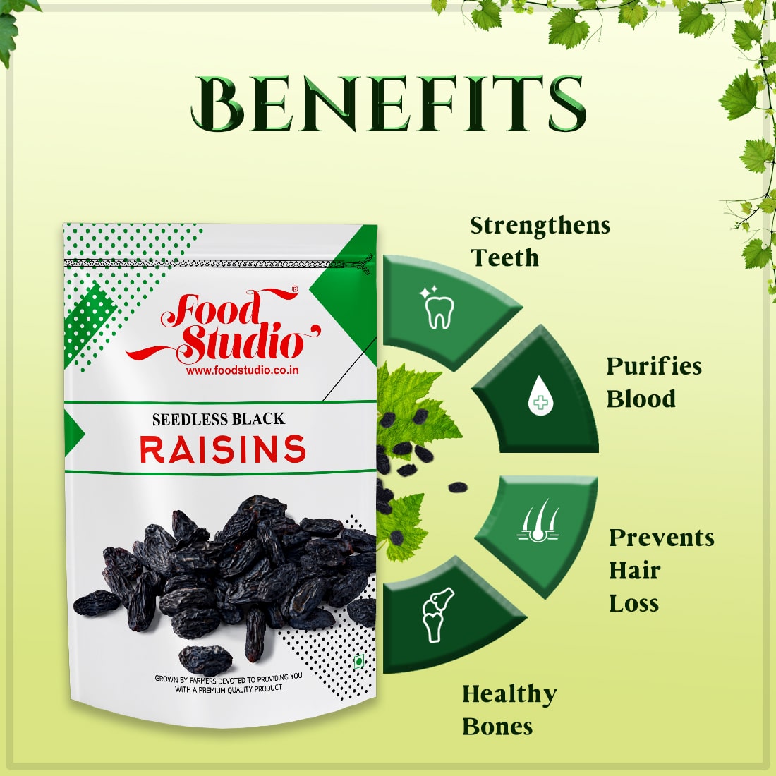 Food Studio Premium Seedless Black Raisins | Sweet & tasty