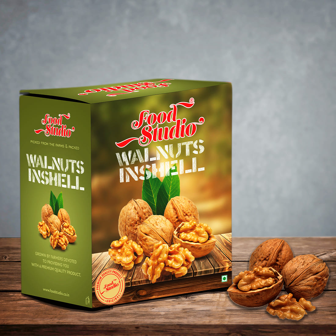 Food Studio Walnuts Inshell Green Box | Brain food | Dry Fruits