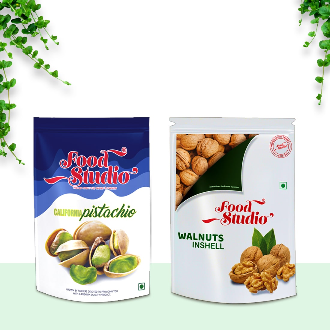 Exclusive Dry Fruits Combo (Pistachios Blue Pouch 250g & Walnuts Green Pouch 500g)