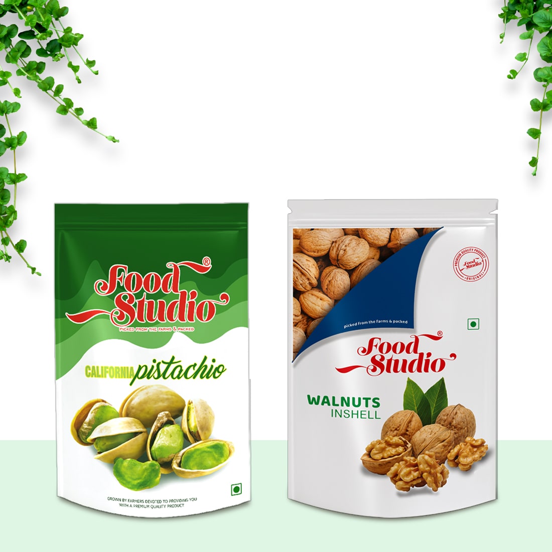 Exclusive Dry Fruits Combo (Pistachios Green Pouch 250g & Walnuts Blue Pouch 500g)