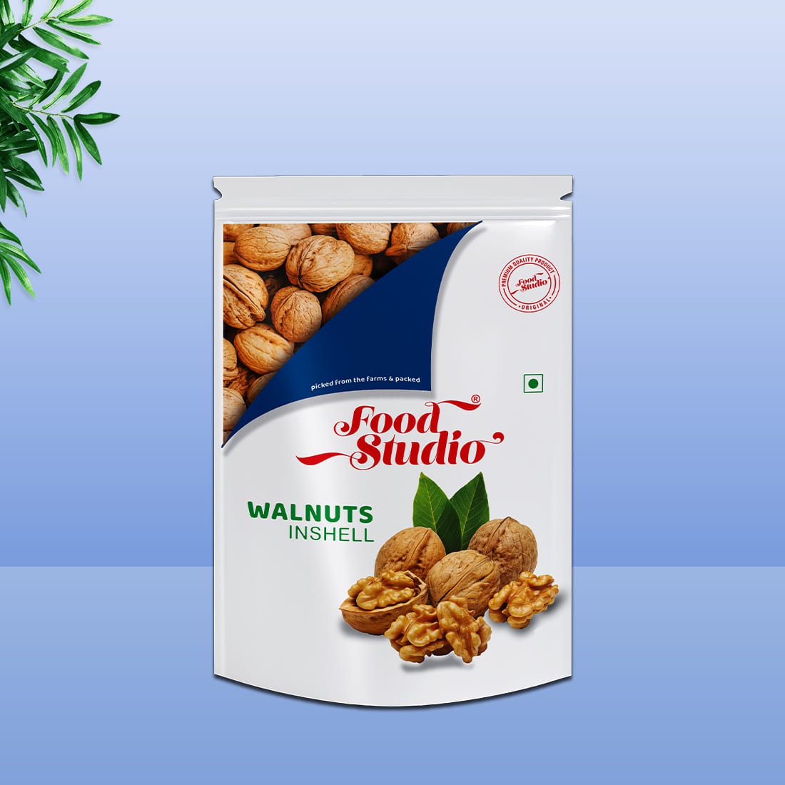 Food Studio Premium Inshell Walnut Blue Pouch | Low Calorie Nuts